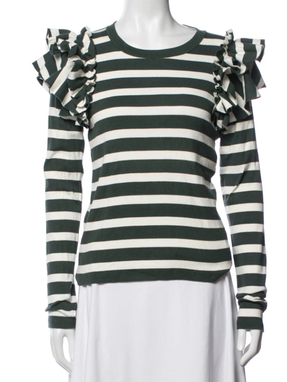 Veronica Beard Segrist Ruffed  Long Sleeve Top Size L